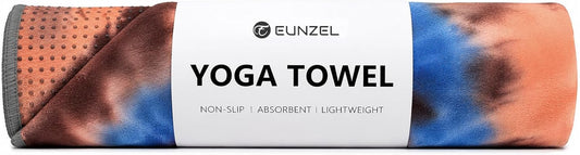Eunzel Yoga Towel,Hot Yoga Mat Towel with Grip Dots Sweat Absorbent Non-Slip for Hot Yoga, Pilates and Workout 24" x72", Purple & Blue