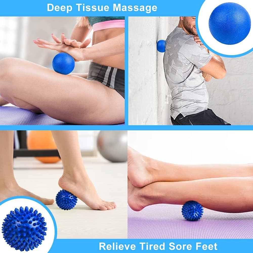 URAQT Spiky Massage Ball Set, 2 Pack Physical Therapy Massage Balls, Hard Lacrosse Ball & Spiky Massage Ball for Myofascial Release and Trigger Point Deep Tissue Massage (Red)