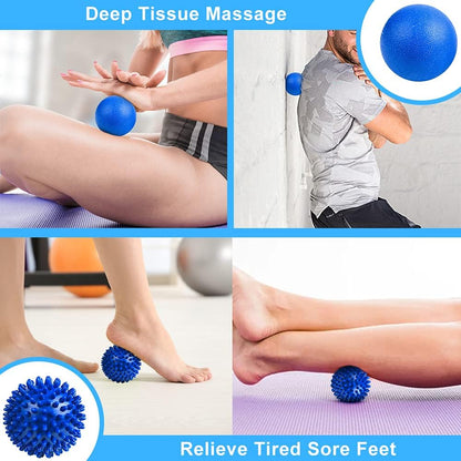 URAQT Spiky Massage Ball Set, 2 Pack Physical Therapy Massage Balls, Hard Lacrosse Ball & Spiky Massage Ball for Myofascial Release and Trigger Point Deep Tissue Massage (Red)