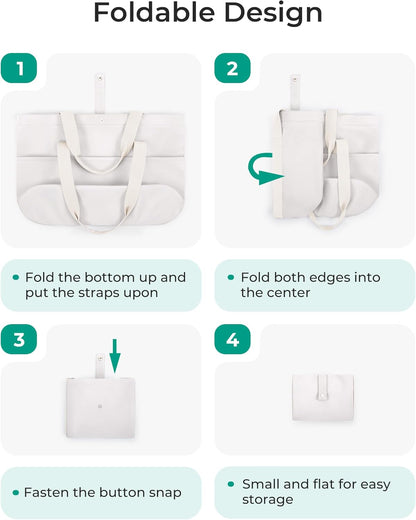 BAGSMART Tote Bag for Women, Foldable Tote Bag With Zipper Travel Shoulder Bag Handbag for Work