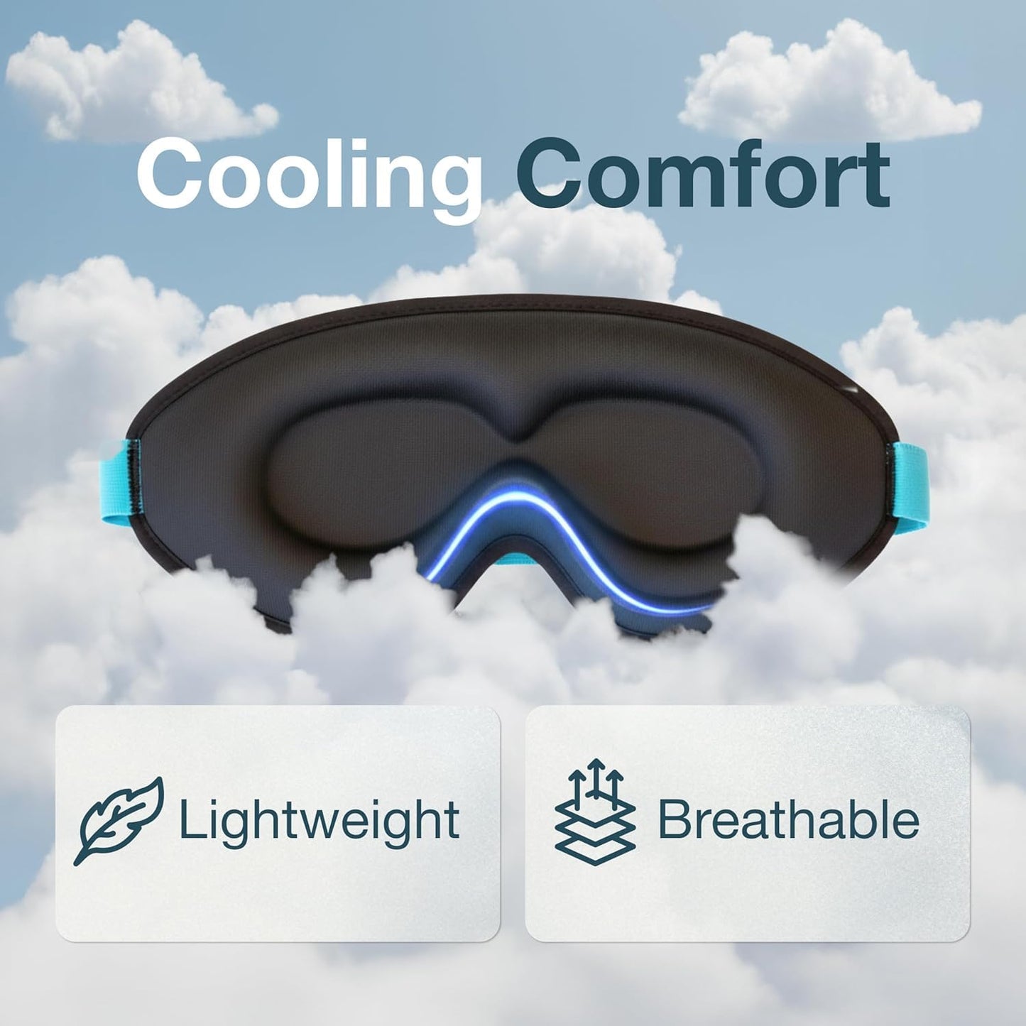 MyHalos® Sleep Mask – 3D Blackout Eye Mask for Women & Men, Side Sleepers, Zero Pressure Memory Foam Eyelash Friendly, Breathable,Award-Winning Sleep Aid for Travel (Black, 1 Count (Pack of 1)