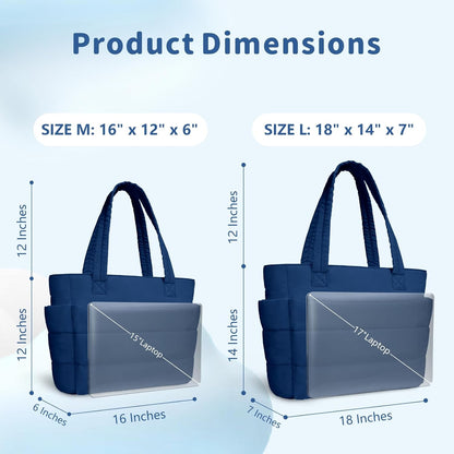 TOPDesign Puffer Tote Bag for Women, Lightweight Puffy Handbag with Compartments, Quilted Shoulder Bag for Work, Travel, Gym - Colors A
