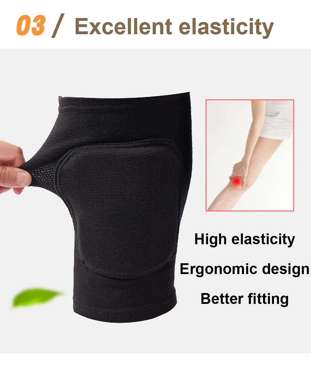 SUJAYU Dance, Wrestling, Basketball, Volleyball Knee Pads for Women, Knee Protector Soft Knee Pads for Work (Black, L)