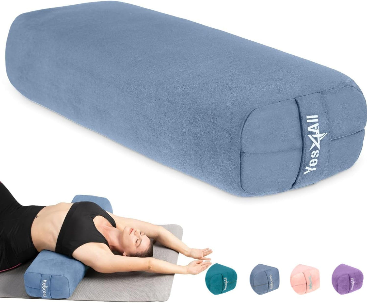 Yes4All Triple-Layer Sponge Yoga Bolster for Restorative Yoga & Meditation – Supportive Pillow for Balance & Pose Adjustments