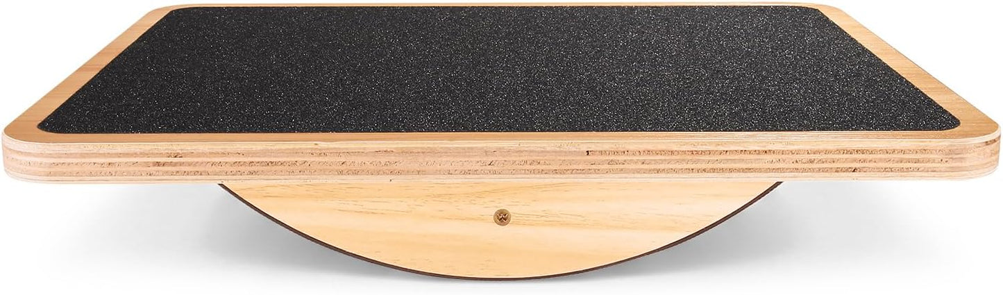 StrongTek Professional Wooden Balance Board, Rocker Board, Wood Standing Desk Accessory, Balancing Board for Under Desk, Anti Slip Roller, Core Strength, Stability, Office Wobble Boards