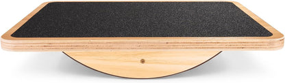 StrongTek Professional Wooden Balance Board, Rocker Board, Wood Standing Desk Accessory, Balancing Board for Under Desk, Anti Slip Roller, Core Strength, Stability, Office Wobble Boards