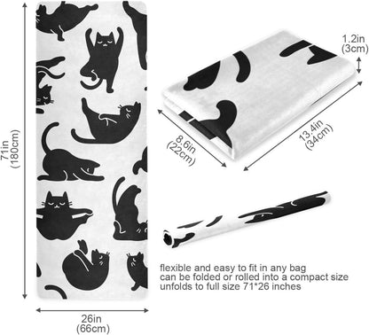 Cute Chubby Frog Yoga Mat, 71 x 26 Inch Non-slip Yoga Mats Folding Travel Exercise Mat Indoor Outdoor Gym Pilates with Storage Bag for Women Men