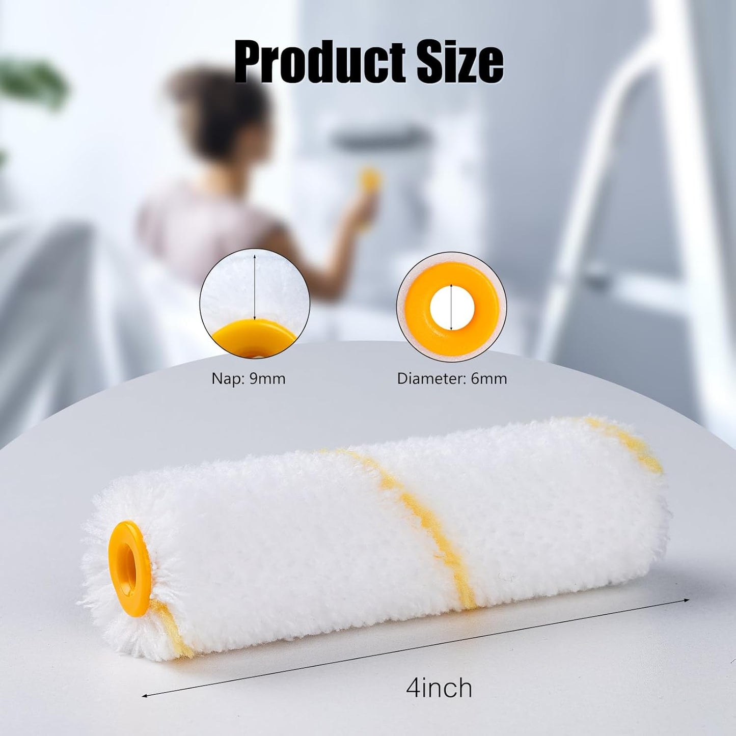 Mister Rui Foam Paint Roller, 4 Inch Paint Roller 10 Pack, Small Paint Roller, Foam Paint Roller 4 Inch, Small Foam Paint Roller High Density, 4 Inch Foam Rollers for Painting Walls, Cabinets