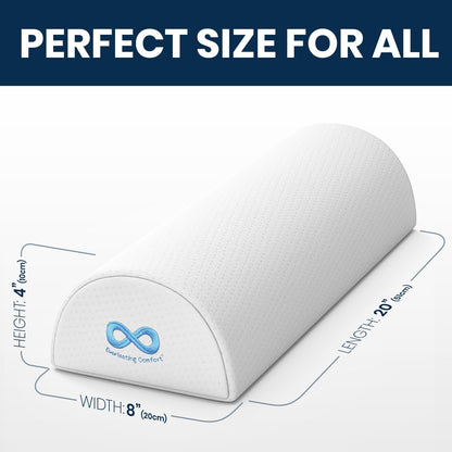 Everlasting Comfort Under Knee Pillow for Back Sleeping - Memory Foam Half Moon Leg Bolster Pillow for Back Pain, Thoracic Support
