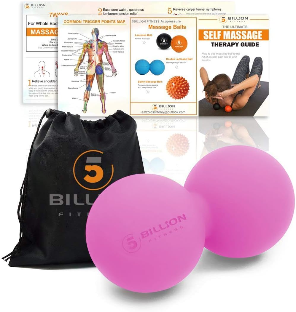 5BILLION FITNESS Peanut Massage Ball - Double Lacrosse Massage Ball & Mobility Ball for Physical Therapy - Deep Tissue Massage Tool for Myofascial Release, Muscle Relaxer, Acupoint Massage