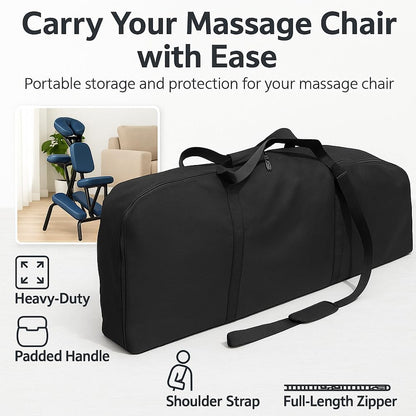 Premium Portable Massage Chair Carrying Case – Heavy-Duty Nylon Travel Bag with Zipper Closure & Dual Handles – Fits Most Folding Massage Chairs – Black