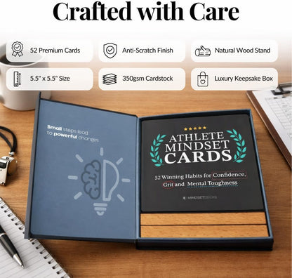 Emotional Intelligence Mindset Cards – 52 Daily Habits for Confidence, Connection & Social Skills – for Kids, Teens & Adults – Includes Wooden Display Stand – Gift for Teachers & Parents