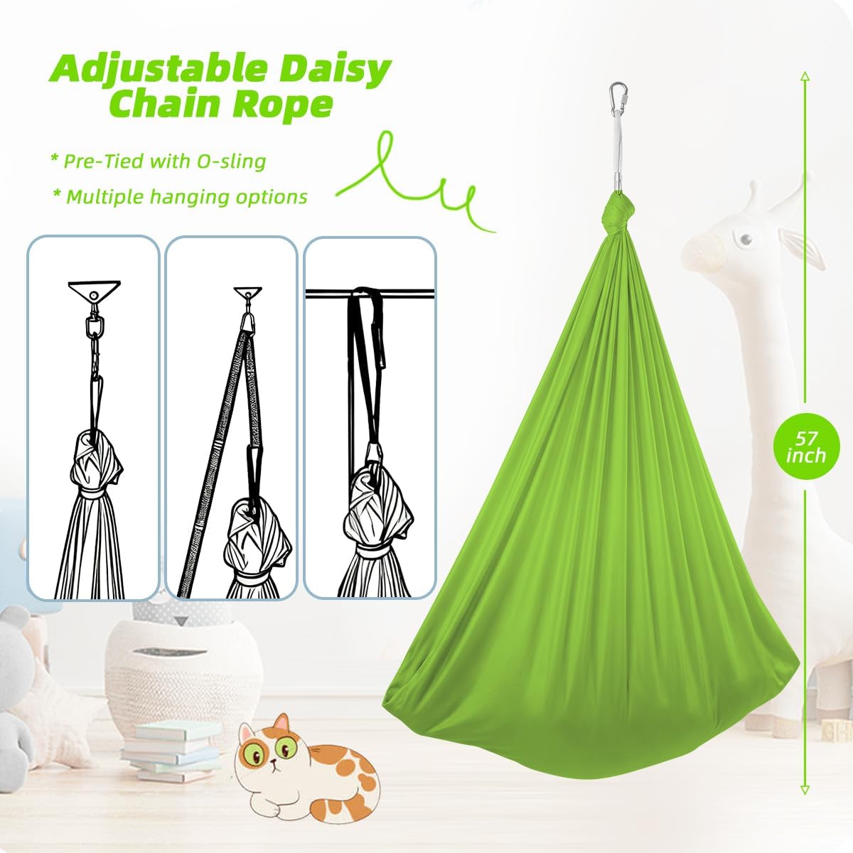 Aokitec Therapy Swing for Kids with Special Needs (Hardware Included) Snuggle Swing Cuddle Hammock Indoor Adjustable Aerial Yoga for Children with Autism, ADHD, Asperger, Sensory Integration