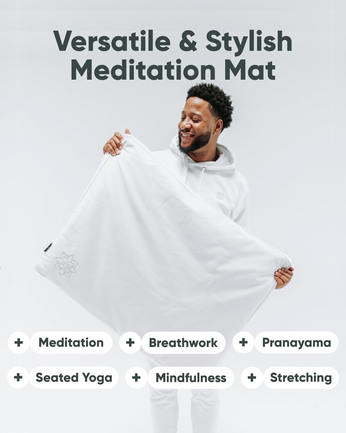 Mindful & Modern Zabuton Meditation Mat - Cotton Filled Yoga and Meditation Pad - Zabuton Meditation Cushion for Kneeling and Sitting Support - Large Rectangular Sitting Floor Pillow for Bench or Zafu