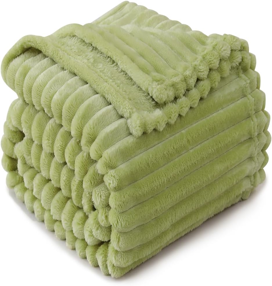 Khaki Throw Blanket for Couch Sofa 50x60 inches Striped Fleece Blankets Room Home Decor Lightweight Plush Soft Cozy Gifts for Women Mom Girls