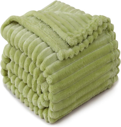 Khaki Throw Blanket for Couch Sofa 50x60 inches Striped Fleece Blankets Room Home Decor Lightweight Plush Soft Cozy Gifts for Women Mom Girls