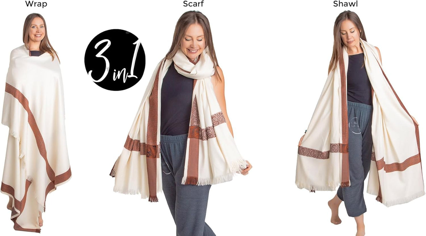 Soft Premium Wool Blend Meditation Shawl - Large Unisex Prayer Wrap, Oversize Scarf & Versatile Blanket