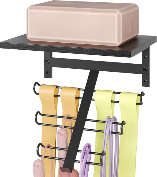 TJ.MOREE 2 Tier Floating Shelf Compatible with Tonal Accessories, T-Bracket Lock Adapters Hanger, Wall Mount Home Gym Storage Rack for Fitness Equipment