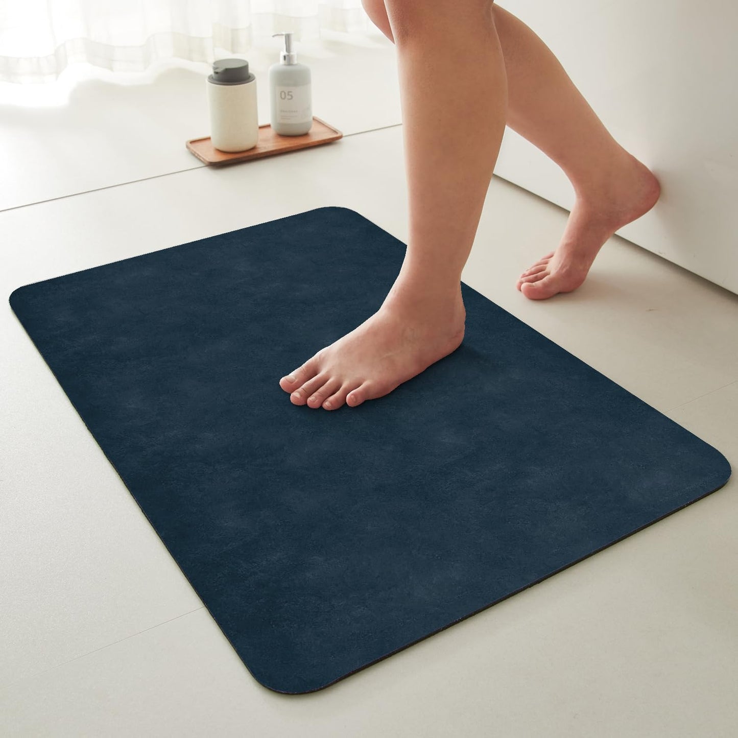 TYUU Bath Mat, Bathroom Rugs Non Slip Washable Thin Absorbent Quick Dry Bath Mat Fits Under Door Bathroom Floor Mat Perfect for Bath, Shower, or Sink 24"x36" Dark Grey