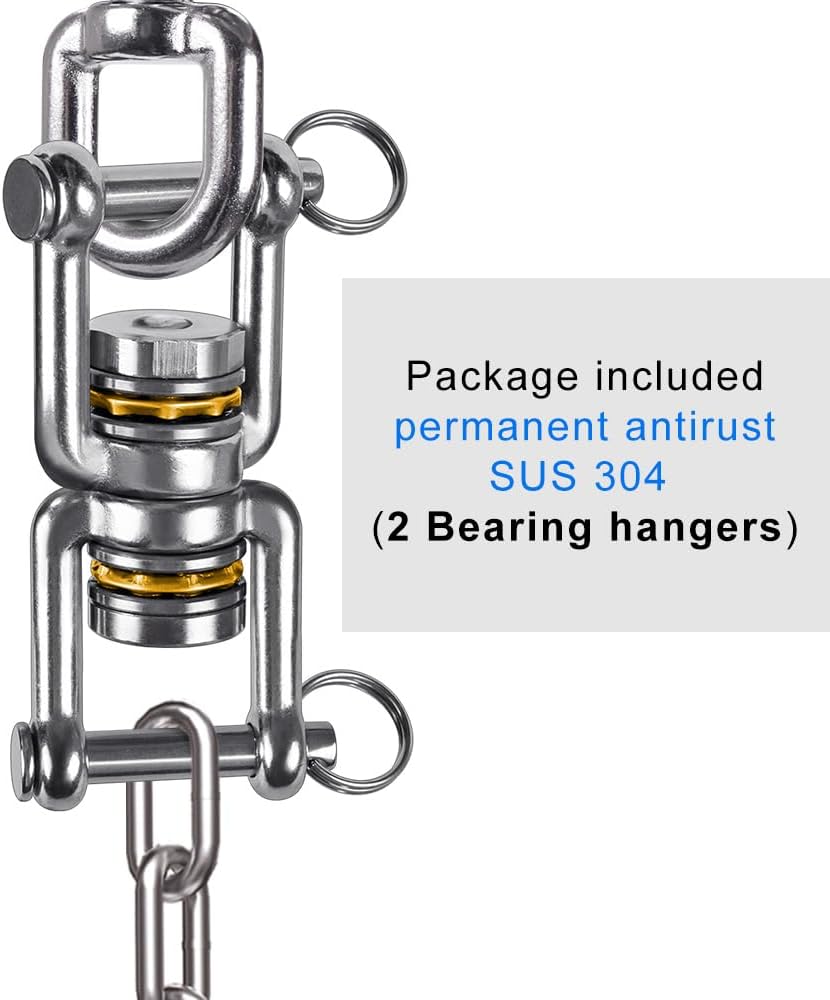 BeneLabel Dual Hanging Rings Hammock Swing Hanger, Swivel Stainless Steel Mounting Bearing Set D Shape Open Loop for Indoor Outdoor Playground Chair Yoga Rope Punching Bag Sandbag