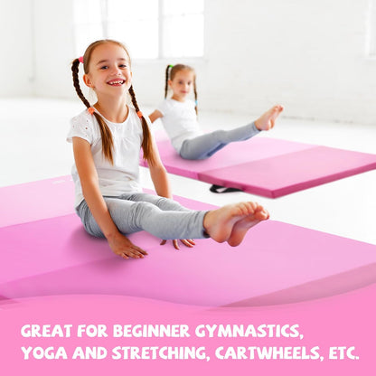 Kangaroo Hoppers Gymnastics Tumbling Mats for Kids, Foldable Gym Mat with Carrying Handles for Home Activity Play