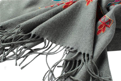 Urban CoCo Women's Embroidered Oversize Tassel Shawl Scarf Wraps for Women