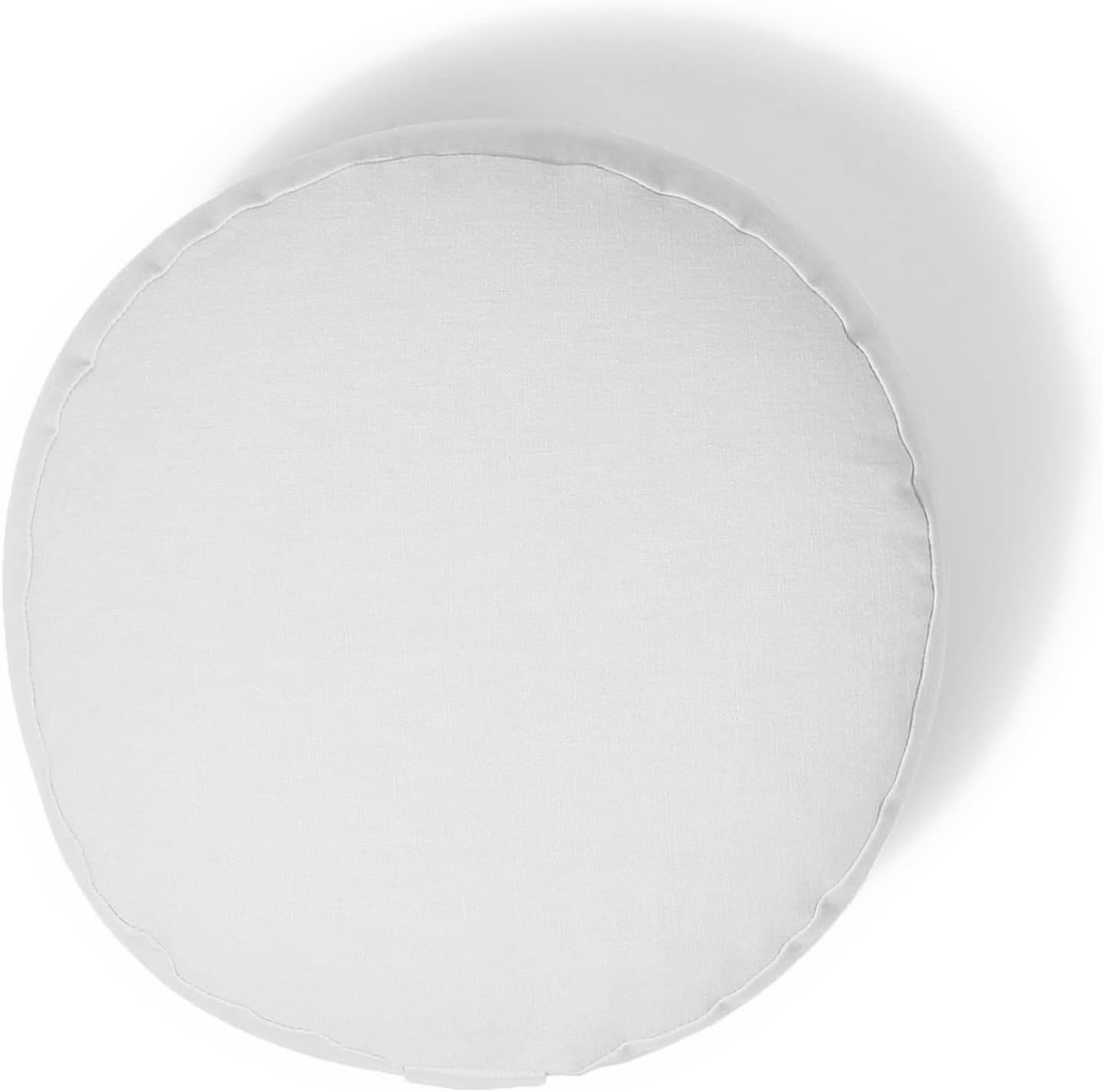 Organic Round Meditation Cushion by renoo - Durable Comfortable Cotton, Linen, Hemp - Modern Zafu - Buckwheat Floor Pillow Yoga Bolster in 15 Colors Removable Cover - 15 inches - Vanilla