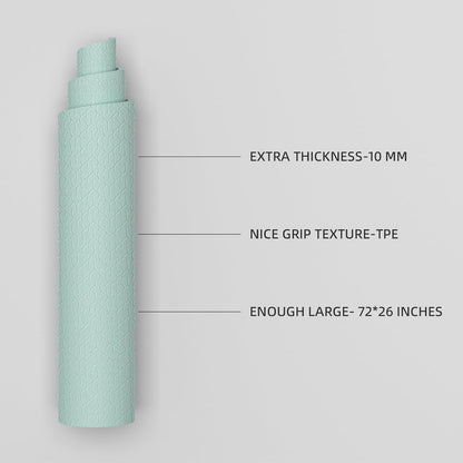 10 mm Yoga Mat 72"x26" TPE Non-Slip Exercise Mat 0.4" Thick, Easy-to-Carry Fitness Mat for Yoga, Pilates & Workout, Professional Mat, Made with Recyclable Material, Durable, Easy to Clean