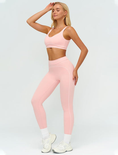 Women 2 Piece Workout U Back Color Block Sports Bra High Waist Tummy Control Active Leggings Yoga Pilates Outfits