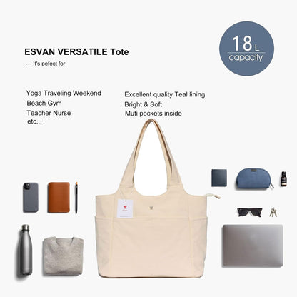 ESVAN Yoga Tote Bag Mat bag Women Shoulder Bags Carryall Tote for Travel Office Workout Gym Nurse Beach