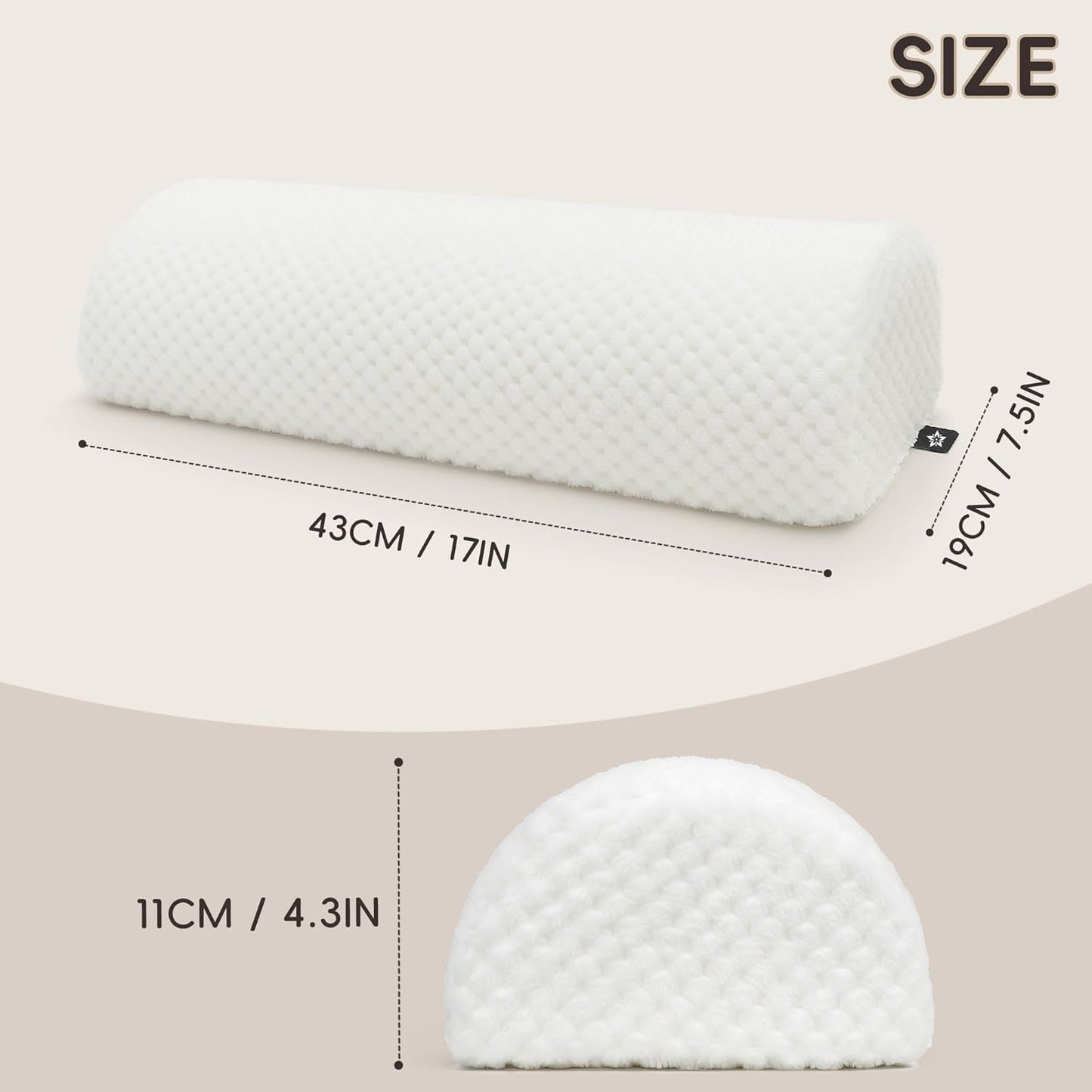 SPRING SEAON Half Moon Bolster Knee Pillow for Back Sleeping Memory Foam Leg Pillow for Ankle and Foot Comfort Under Knee Pillow for Side Sleepers Machine Washable Cover(17" x 7.5" x 4.3")
