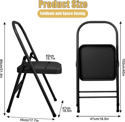 INNOLIFE Modern Minimalist Yoga Chair, Foldable & Space-Saving, 300 lbs Capacity, Grey