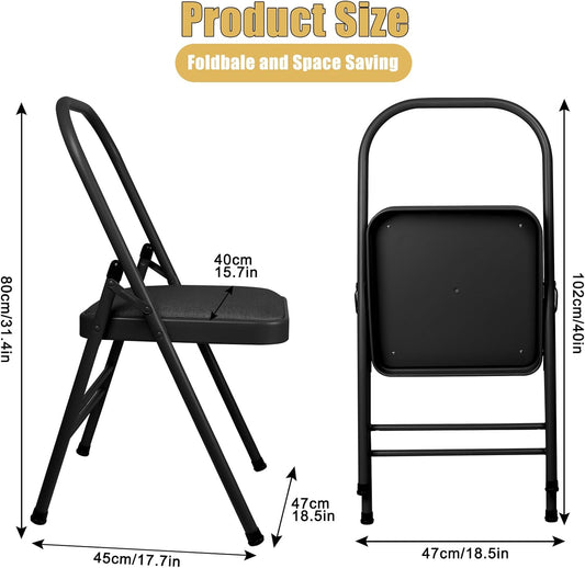 INNOLIFE Modern Minimalist Yoga Chair, Foldable & Space-Saving, 300 lbs Capacity, Grey