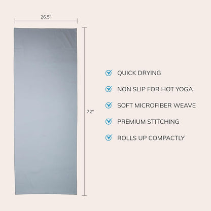 Fittest Pro Non-Slip Hot Yoga Towel with Super-Absorbent Soft Suede Microfiber in Many Colors, for Bikram Pilates and Yoga Mats. (72.00 x 26.50) Frosted Blue