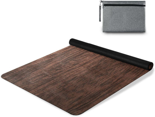 YETTASBIN Brown Solid Wood Yoga Mat for Women Men, Non Slip Exercise Mat Portable Travel Workout Mat with Storage Bag for Home Yoga, Pilates, Fitness 71x 26 Inch