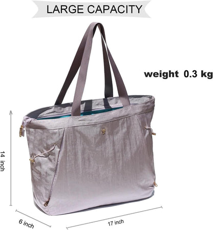 ESVAN Yoga Tote Bag for Women Shoulder Bags Drawstring for Office Workout Travel Carryall Pilates Gym and Beach