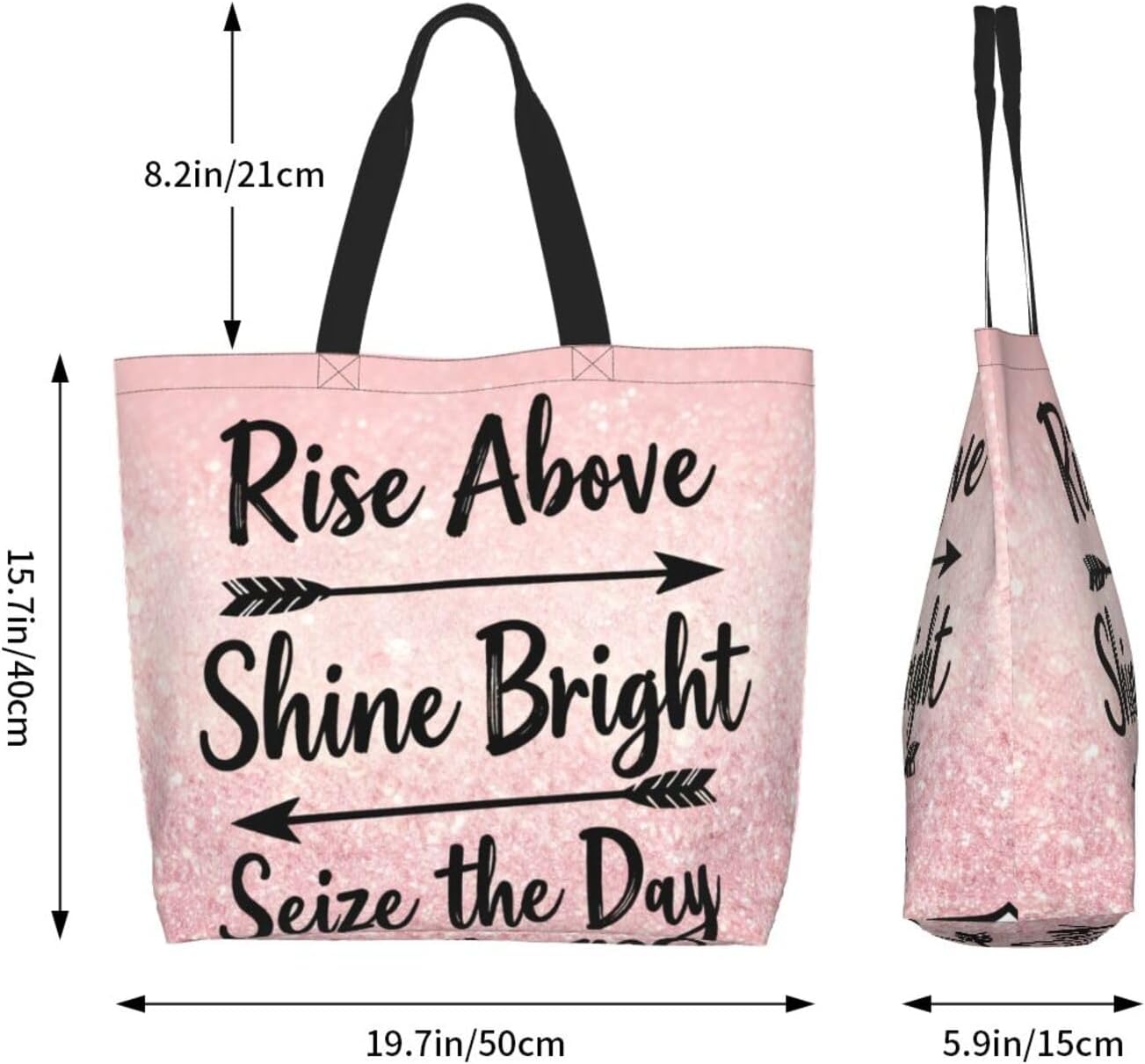 Tote Shoulder Bag Large Durable Reusable Eco-friendly Handbag Lightweight Stylish for Daily Use-19.7x15.7x5.9 Inch - Colors B