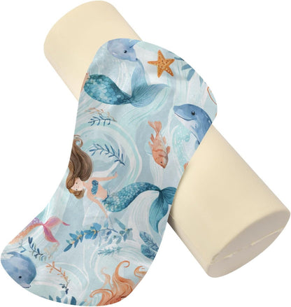 c Neck Roll Pillow Bolster Round Health Memory Foam Long Cervical Cylinder Pillows with Removable Washable Cover for Body Bed Legs Back Yoga - Colors B
