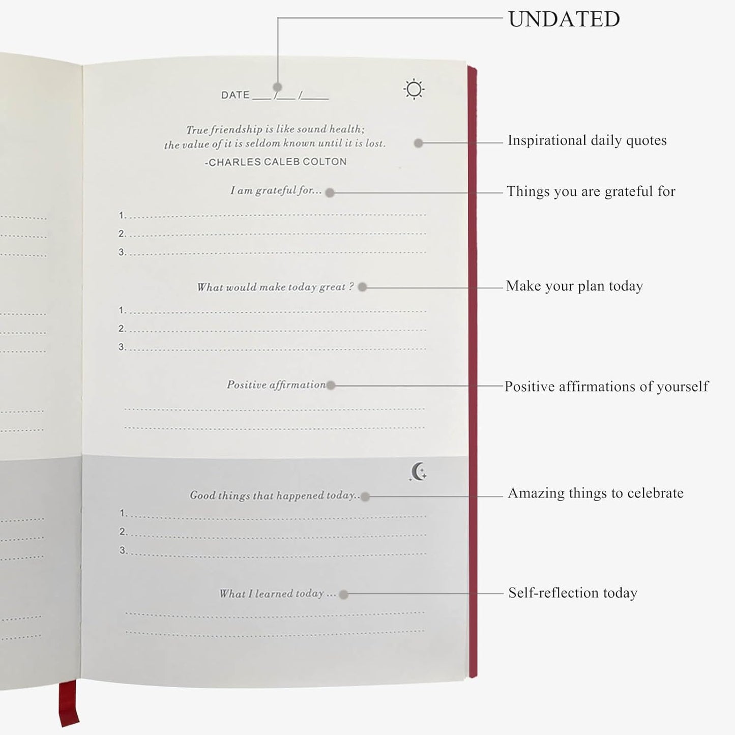 The Gratitude Journal for More Happiness, Optimism, Affirmation & Reflection - An Effective Manifestation Guide Journal, Undated Daily Journals for Women & Men (Beige)