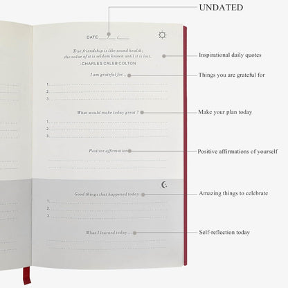 The Gratitude Journal for More Happiness, Optimism, Affirmation & Reflection - An Effective Manifestation Guide Journal, Undated Daily Journals for Women & Men (Beige)
