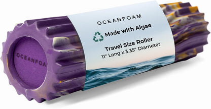 Oceanfoam Ripple Travel Foam Roller (11" x 3.35") Firm Mini Foam Roller for Physical Therapy, Deep Tissue Massage, Back Pain - High Density, Ergonomic Wave Textured - Yoga, Pilates, Exercise (Natural) - Colors A