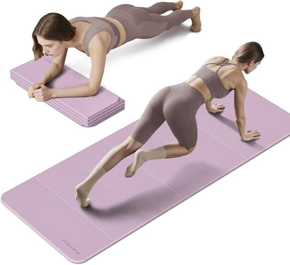 PAIDU Foldable Fitness Yoga Mat | 2/5" (10MM) Extra Thick | SGS Certified Non-Slip TPE | 76x26" Extra Long-Wide | Portable & Easy Store | for Yoga, Pilates, Home Gym & Full-Body Workouts(purple+grey)