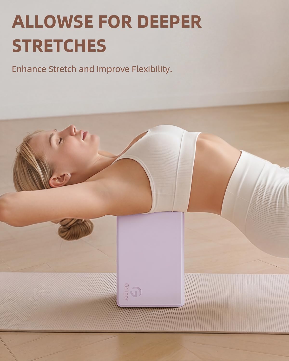 Gruper Yoga Blocks 2 Pack, 9"x6"x3" Exercise Blocks High-Density EVA Foam Blocks with Soft Non-Slip Surface, Lightweight Yoga Props for Yoga Pilates Meditation & Stretching