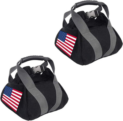 2 Pcs Adjustable Canvas-Kettlebell-Sandbag wtih Handle for Training Home Training, Yoga, Fitness (National Flag)