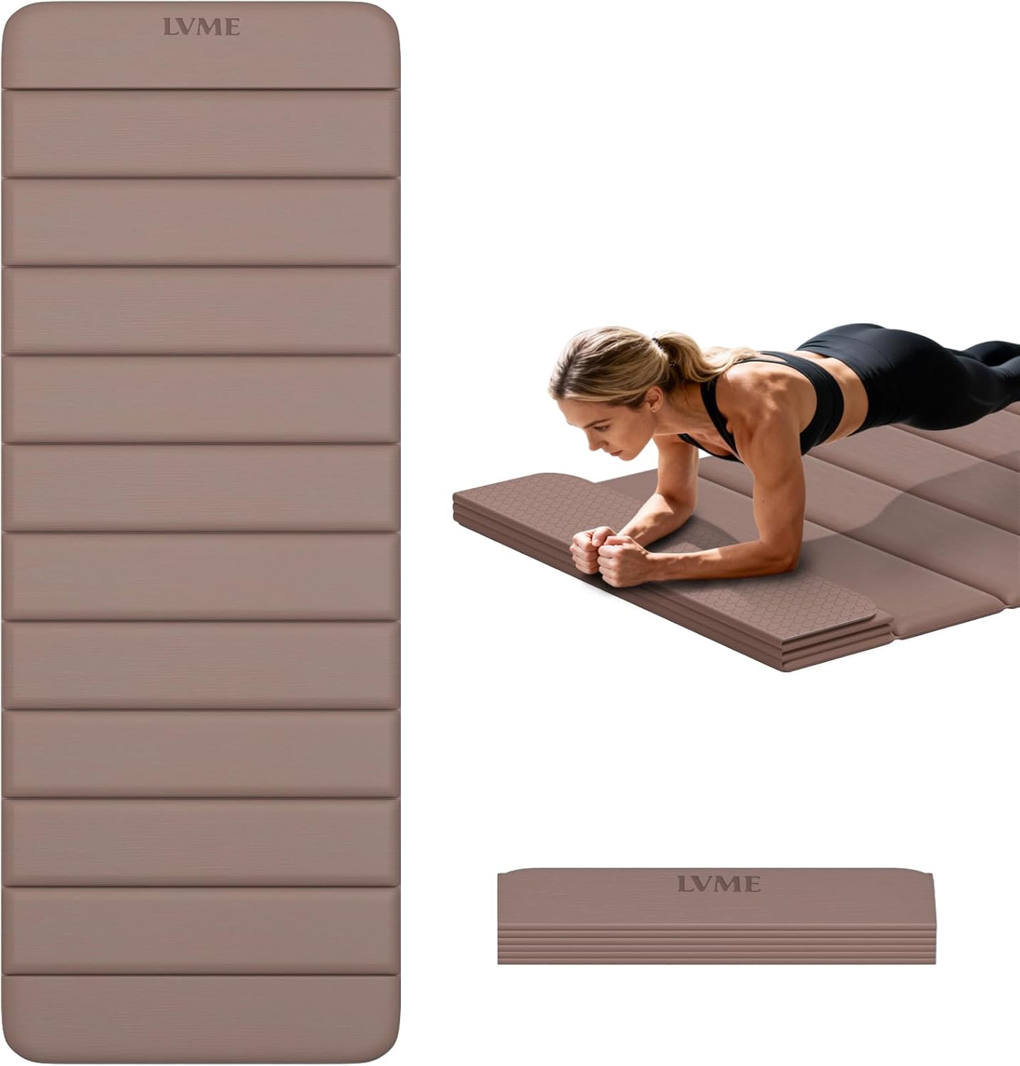 Extra Thick Foldable Yoga Mat,76" x 26" (10mm), SGS Certified TPE, Non-Slip & No Smell, 12-Fold Design for Ultra Portability And Easy Storage | for Yoga, Gym, Pilates, and Home Workouts