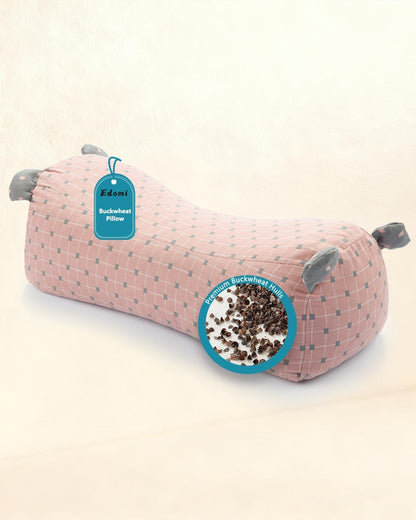 Buckwheat Pillow for Sleeping - Adjustable Buckwheat Hull Pillow for Neck Support, 16.5" x6.3” Cervical Roll Pillow, Firm Cylinder Bolster for Pain Relief, Yoga, Lumbar Support