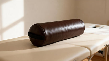 TOA Round Massage Bolster Pillow 24 x 6 Inch – Full Cylinder Support Cushion with PU Leather Cover & Carry Handle – for Massage Table, Yoga, Physical Therapy & Spa Use