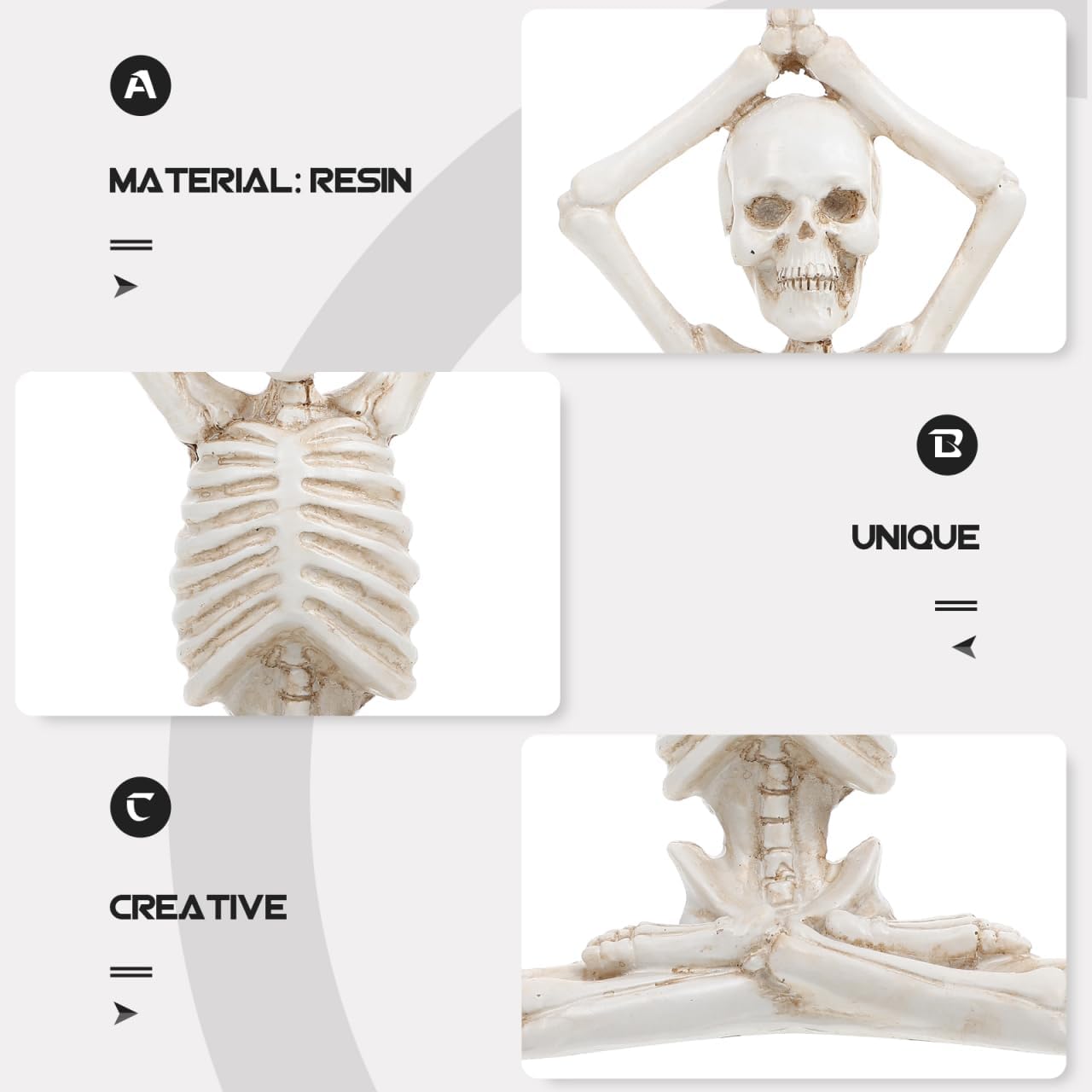 LIFKOME Halloween Village Set Halloween Yoga Skeleton Figurine Halloween Meditation Yoga Skeleton Statue Halloween Meditation Yoga Table Decoration (Style 1) Halloween Skeleton