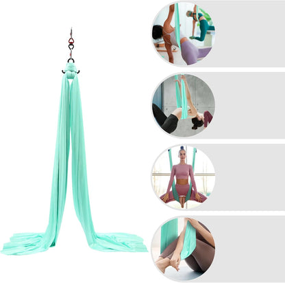 Aerial Silks Equipment, Stretch Aerial Silk Starter Kit for Aerial Acrobatic Dance, Aerial Yoga Hammock