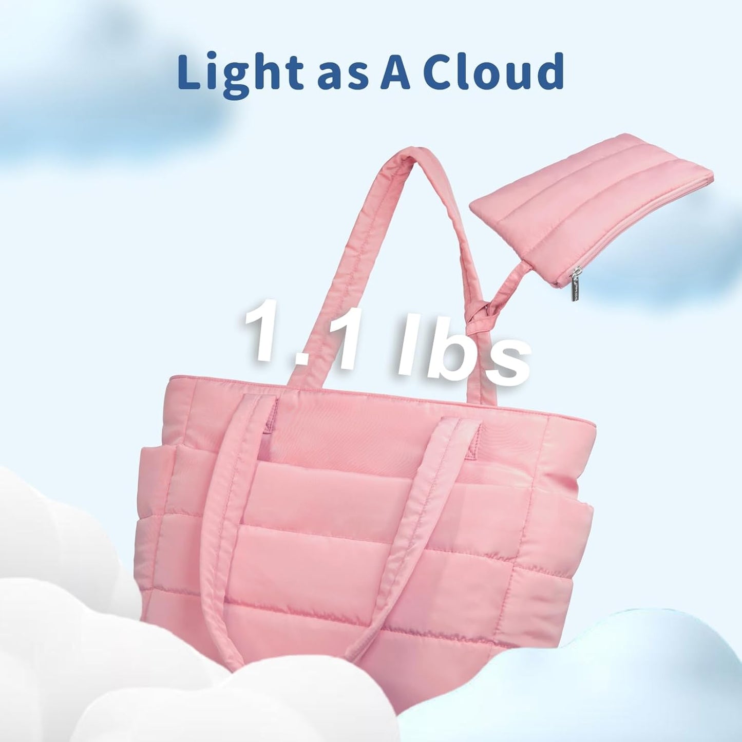 TOPDesign Puffer Tote Bag for Women, Lightweight Puffy Handbag with Compartments, Quilted Shoulder Bag for Work, Travel, Gym - Colors A